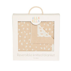 Reversible knitted blanket - Beige Dots