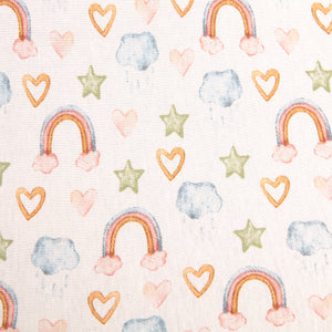 Organic Fitted Jersey Co-Sleeper Sheet - Rainbow Dreams