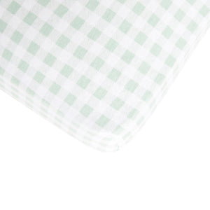 Jersey Cot Sheets - Gingham Sage