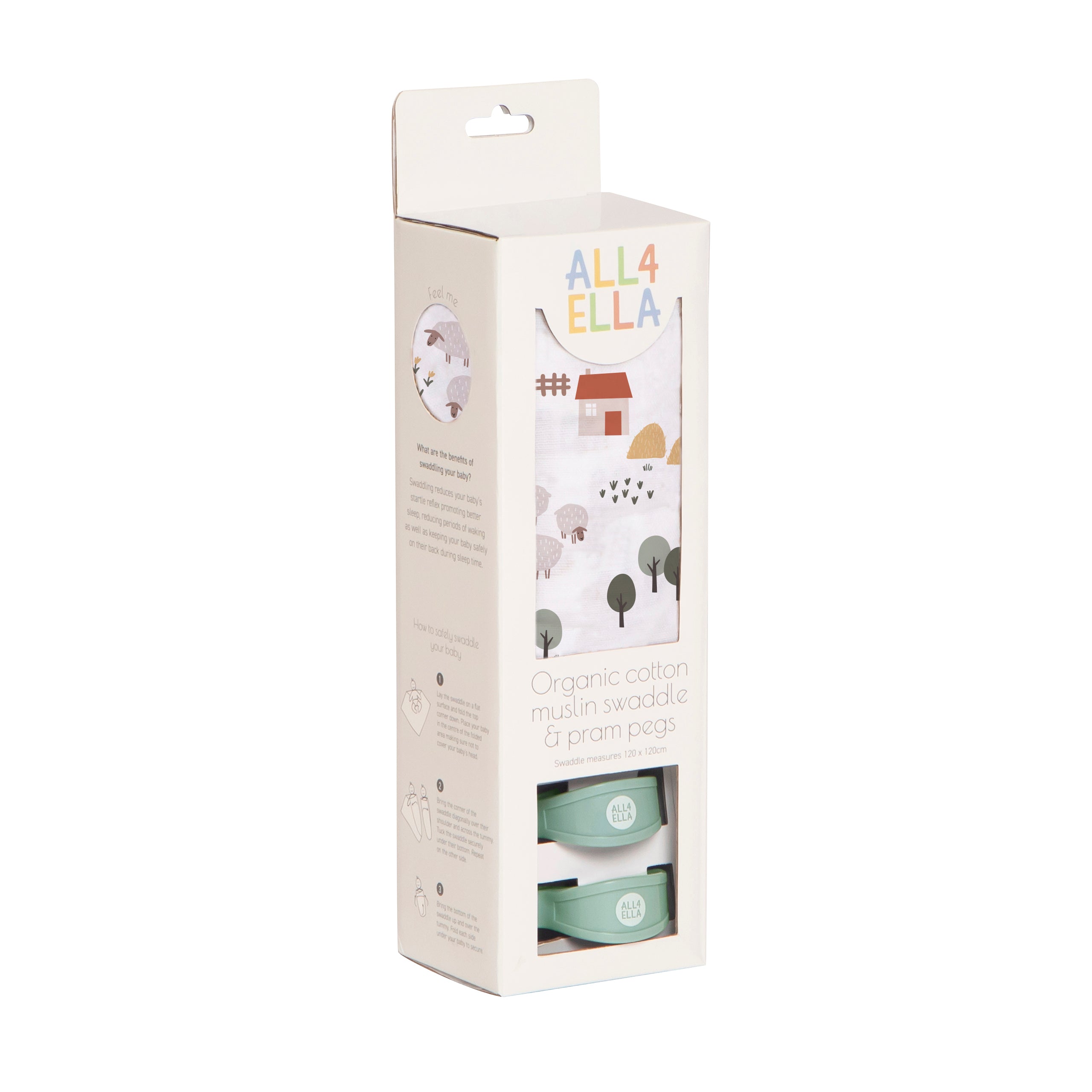 Muslin & 2 Pram Peg Box Set - Country Farm
