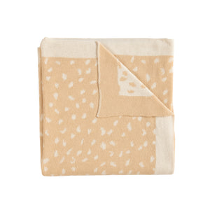 Reversible knitted blanket - Beige Dots