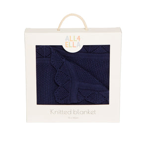 Knitted Blanket - Navy