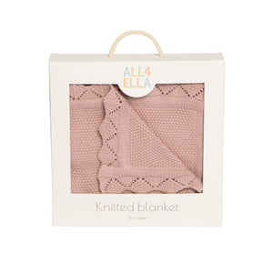 Knitted Blanket - Dusty Pink