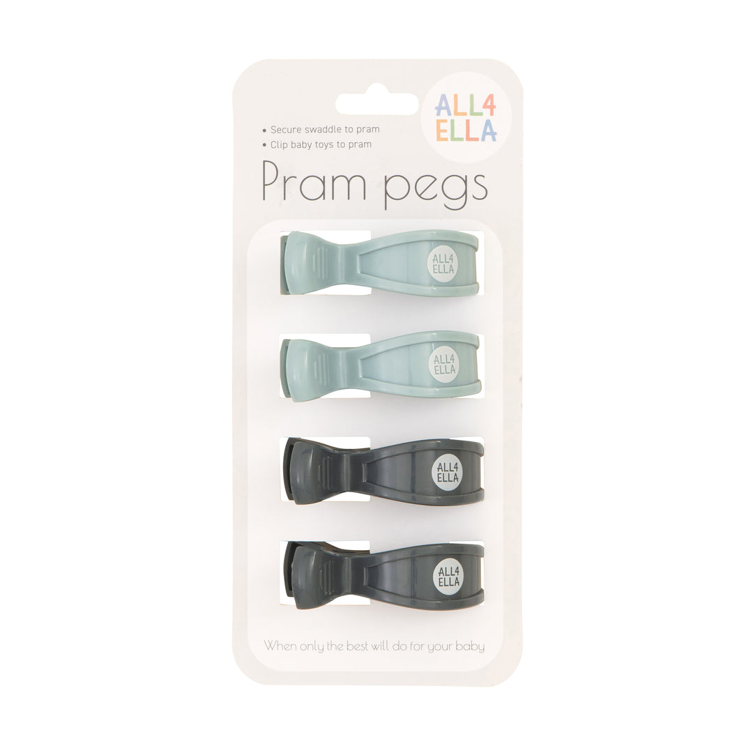 Pram Pegs 4 pk - Blue/Charcoal