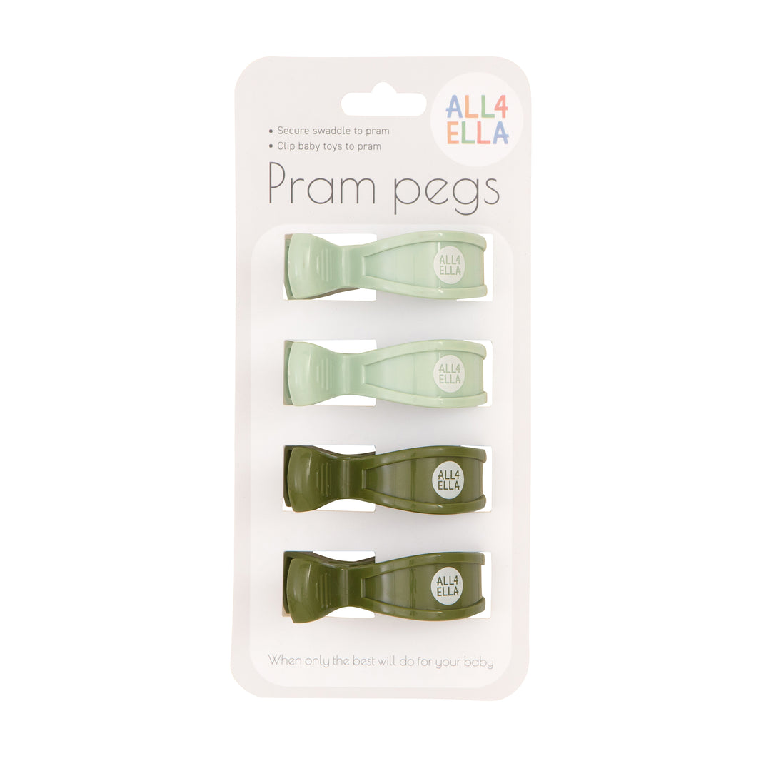 Pram Pegs 4 pk - Sage/Forest Green