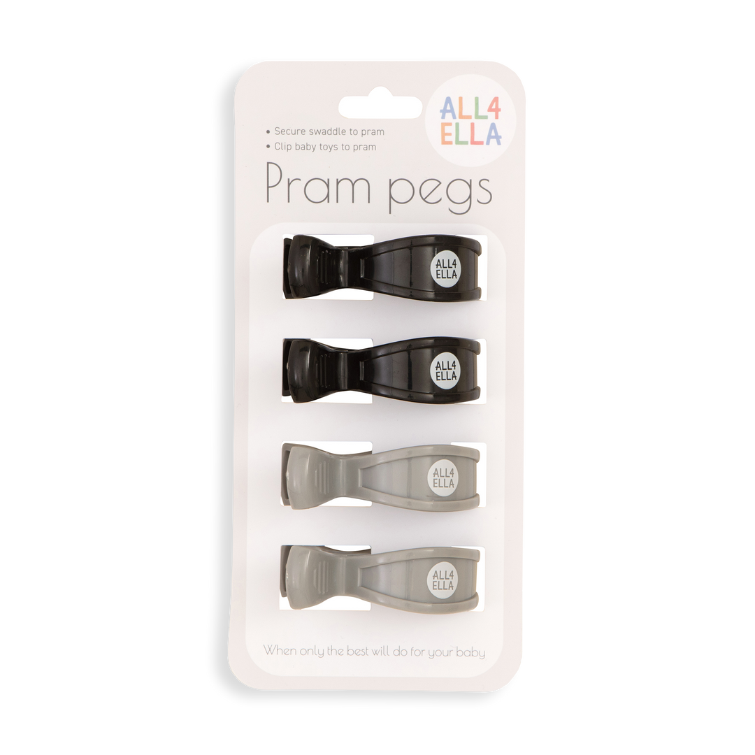 Pram Pegs 4 pk - Black/Grey