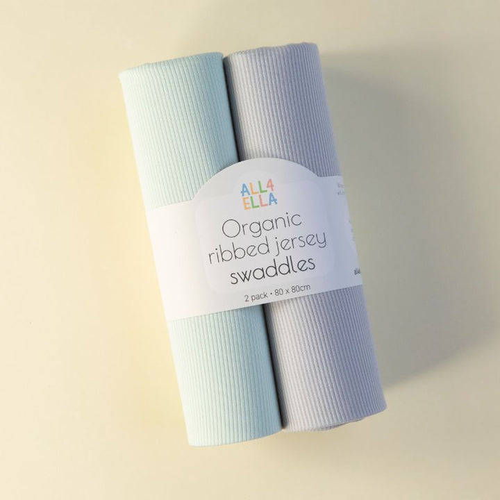 Ribbed jersey swaddles 2pk - Sage & Grey