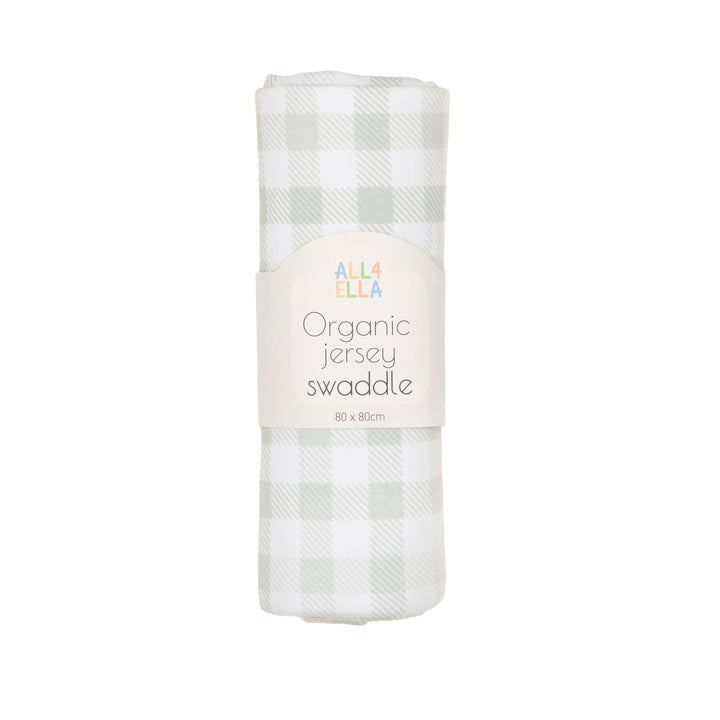 Organic jersey swaddle - Gingham Sage