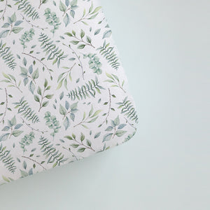 Organic Fitted Jersey Cot Sheet - Leaves