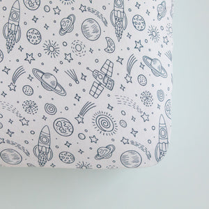 Organic Fitted Jersey Cot Sheet - Outer Space