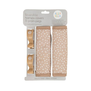 Harness covers & pram pegs - Beige Dots