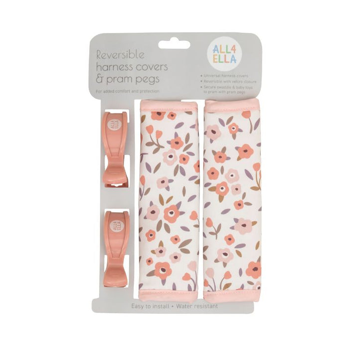 Harness covers & pram pegs - Floral Bouquet