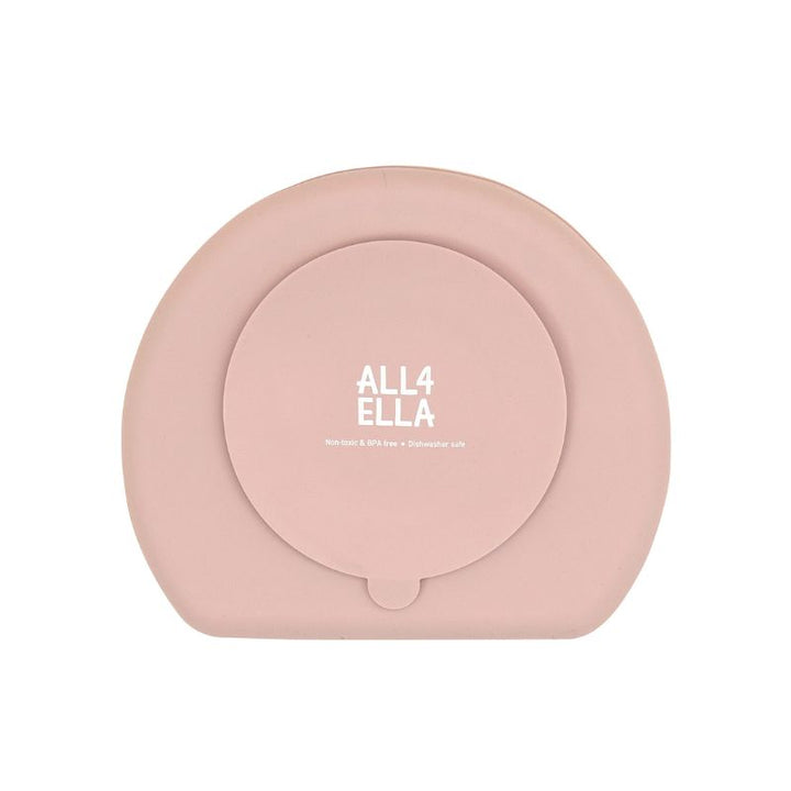 Silicone suction plate with straw & spoon - Dusty Pink