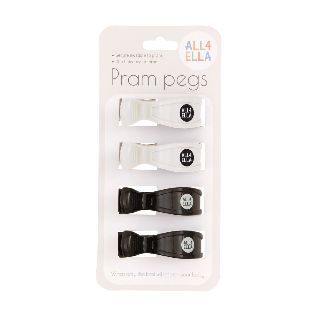 Pram Pegs 4 pk - White/Black