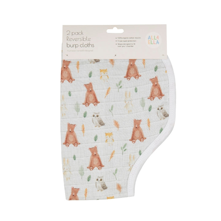Organic burp cloth 2pk - Forest Friends