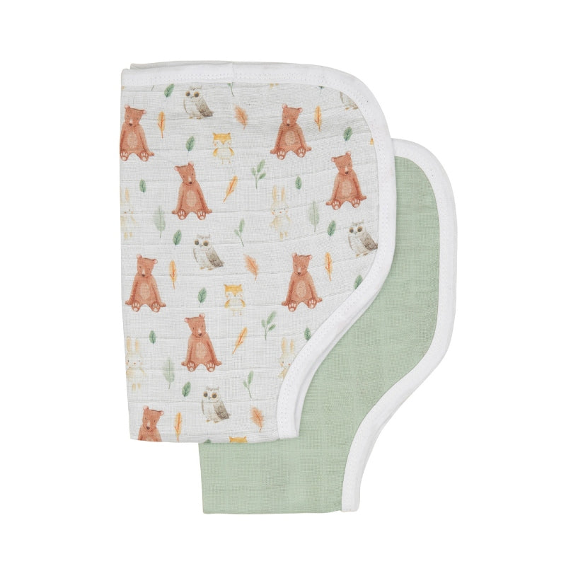 Organic burp cloth 2pk - Forest Friends