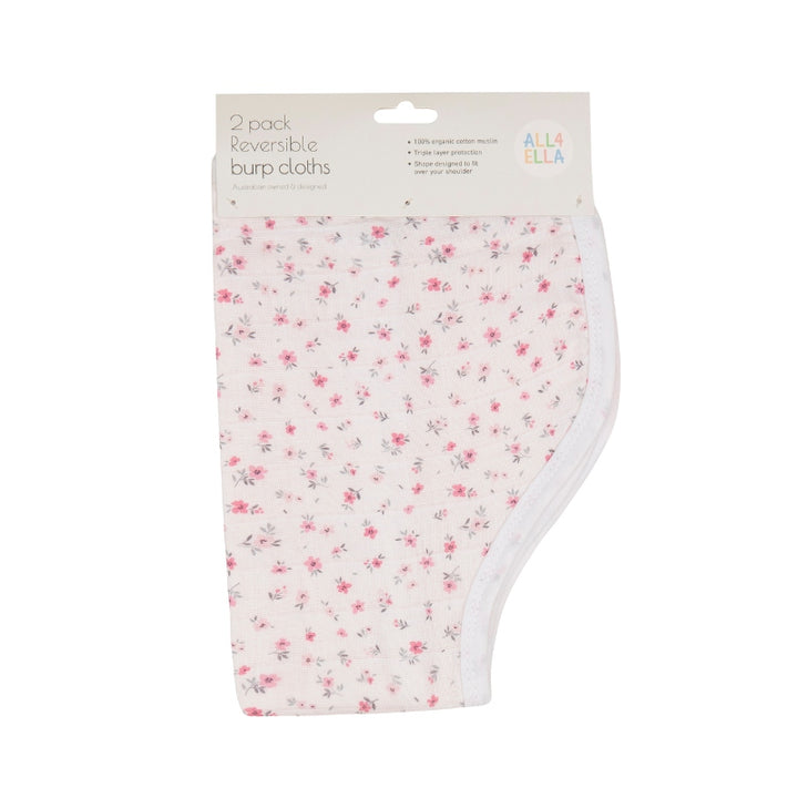 Organic burp cloth 2pk - Pink Petals