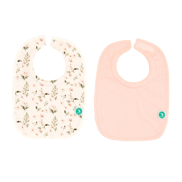 Roll Neck Bib 2pk - Pink Flower