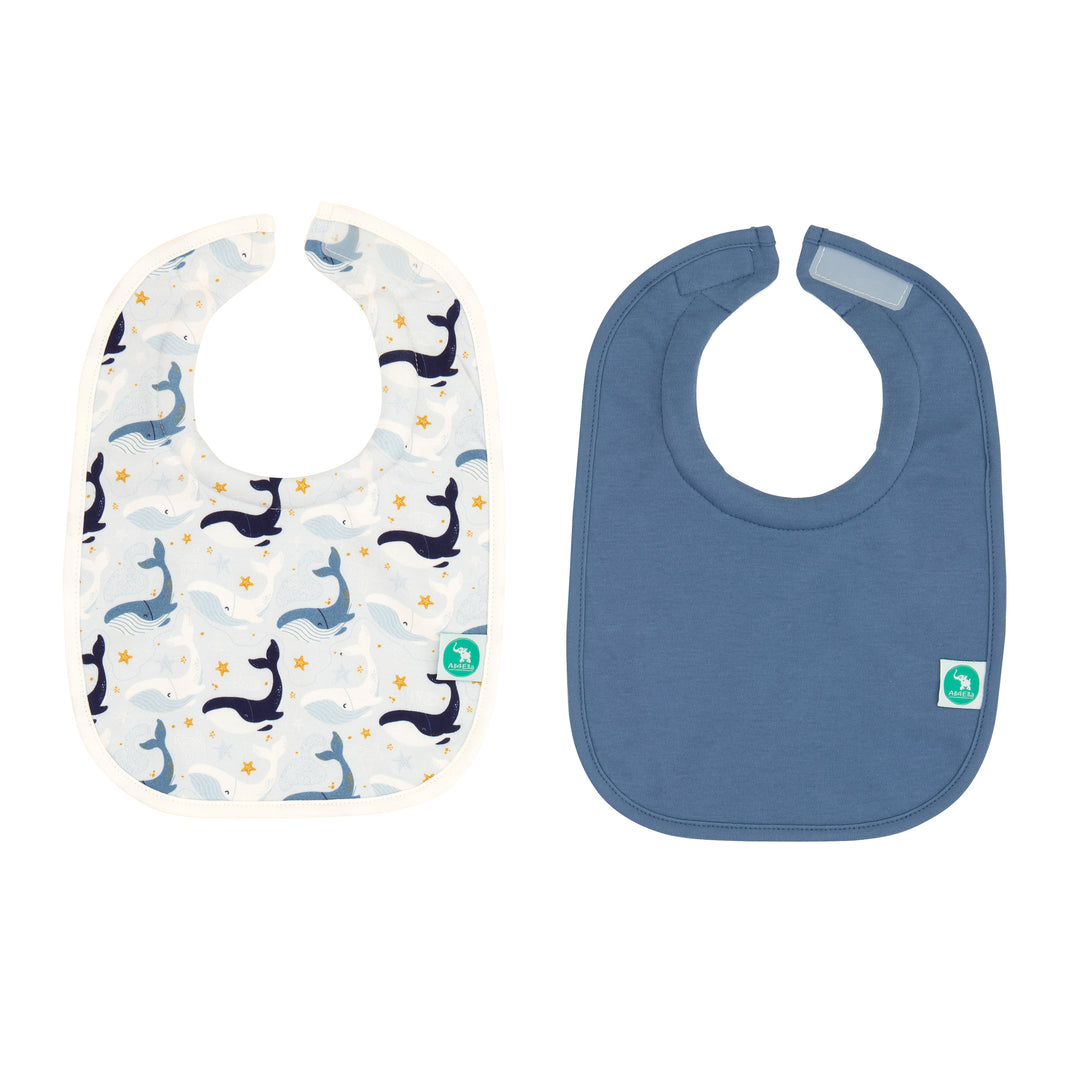 Roll Neck Bib 2pk - Whales