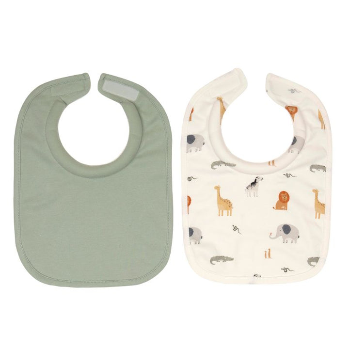 Roll Neck Bibs 2pk - Wild Animals