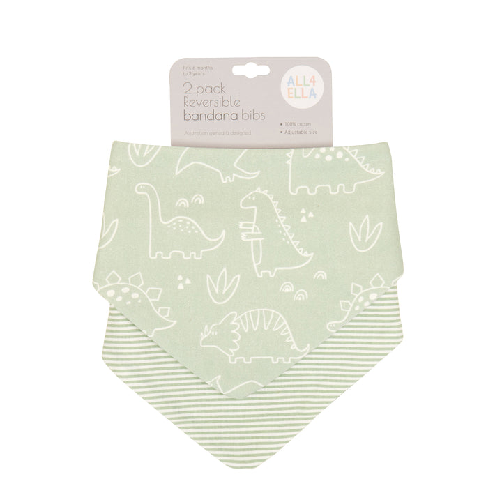 Bandana bibs 2pk - Sage Dino