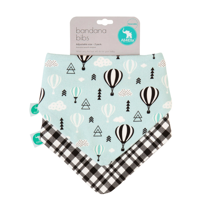 Bandana bibs 2pk - Hot Air Balloons