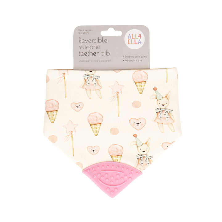 Reversible teether bib - Ice Creams & Teddy