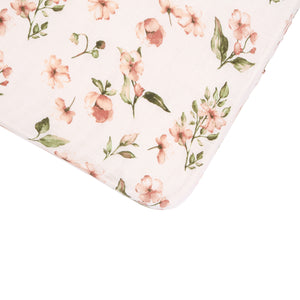 Cot Sheet Bamboo Cotton - Pink Flower