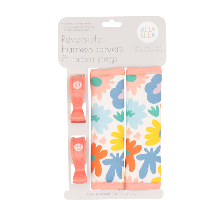 Harness covers & pram pegs - Bright Floral