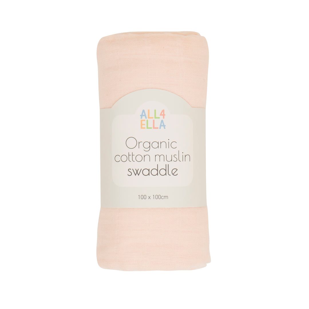 Organic cotton muslin swaddle - Baby Pink