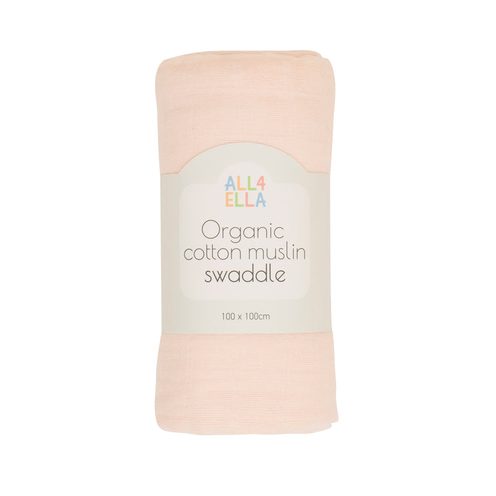 Organic cotton muslin swaddle - Baby Pink