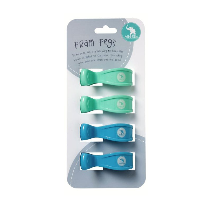 Pram Pegs 4 pk - Green/Blue Pastel