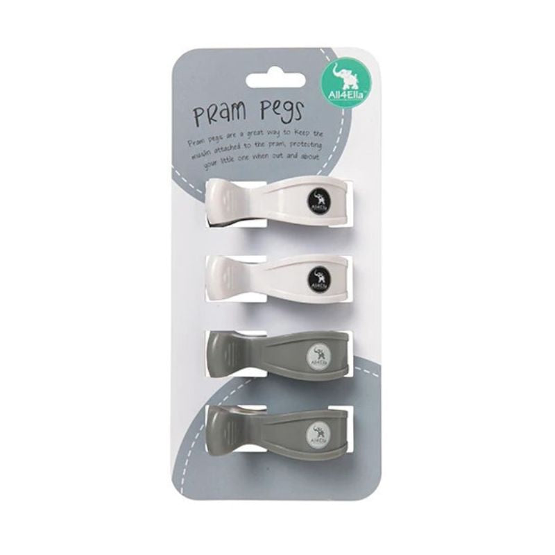 Pram Pegs 4 pk - White/Grey