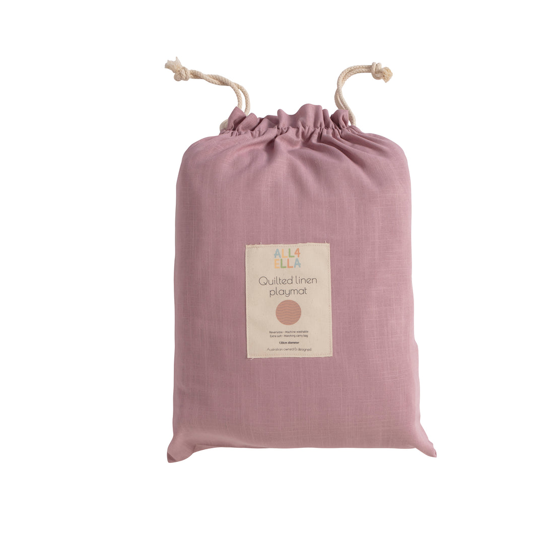 Quilted Reversible Linen Playmat - Blush Pink Quilted Reversible Linen Playmat - Blush Pink