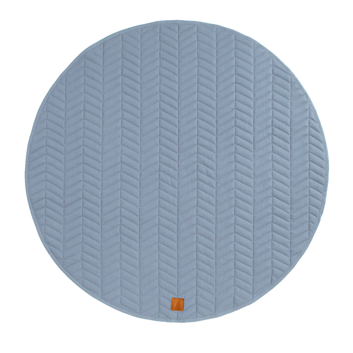 Quilted reversible linen playmat - Slate Blue