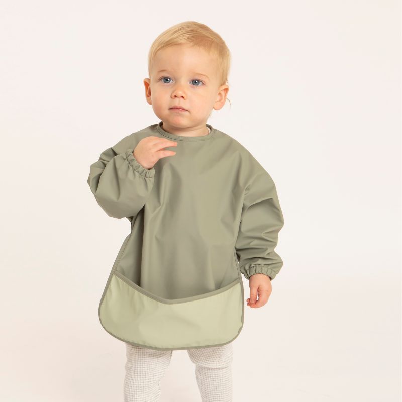 Recycled long sleeve bib - Two-tone sage