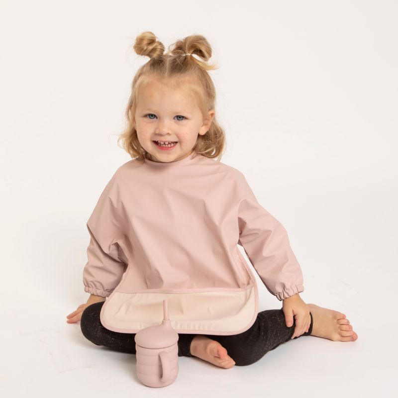 Recycled long sleeve bib - Dusty pink