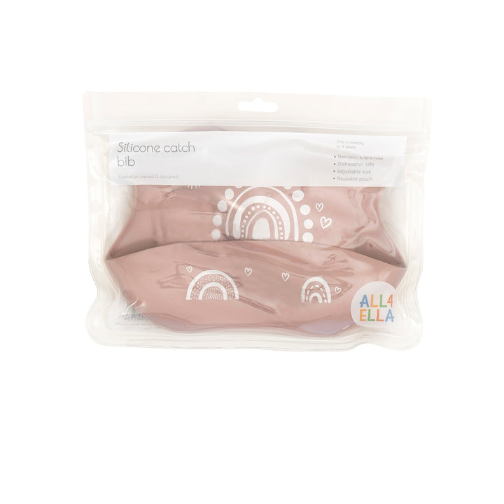 Silicone catch bib - Rainbow Dusty Pink