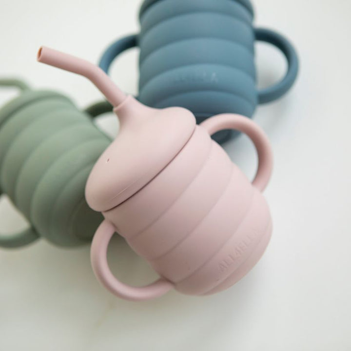 Silicone sippy cup with straw - Slate Blue