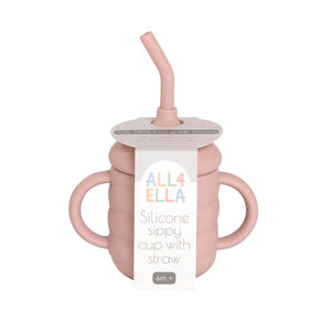 Silicone sippy cup with straw - Dusty Pink