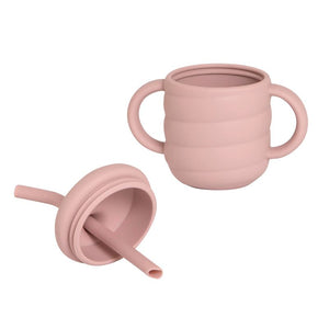 Silicone sippy cup with straw - Dusty Pink