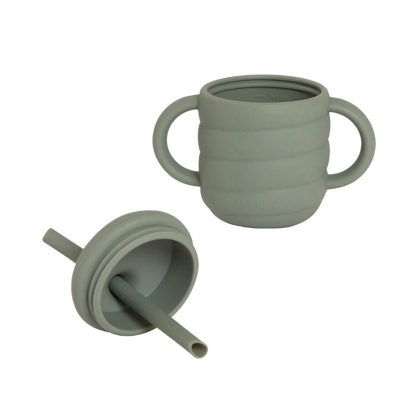 Silicone sippy cup with straw - Olive