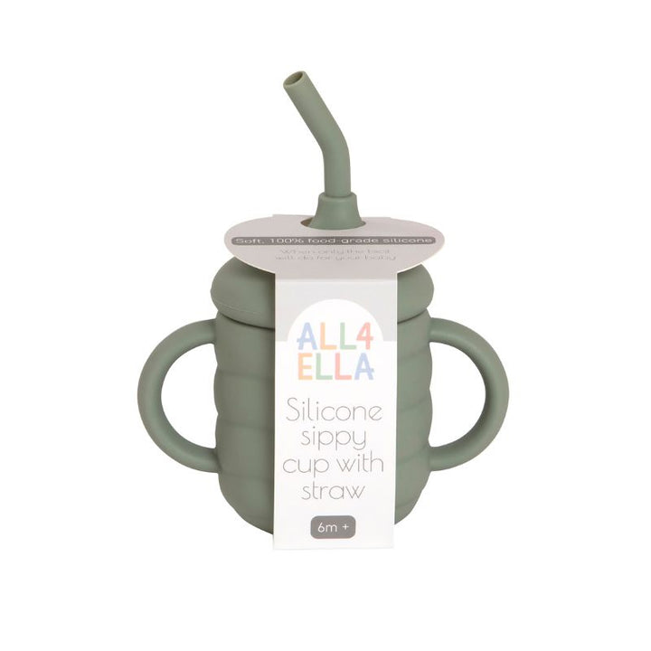 Silicone sippy cup with straw - Olive