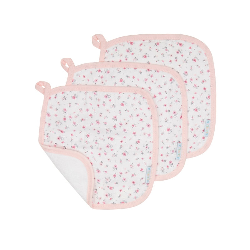 Organic wash cloths 3pk - Pink Petals