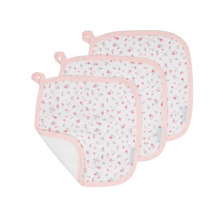 Organic wash cloths 3pk - Pink Petals