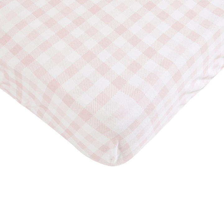 Waterproof Fitted Cot Sheet - Gingham Pink