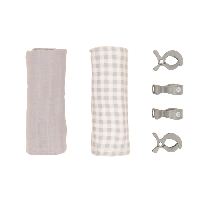 organic swaddles & pegs gift set - Gingham Grey