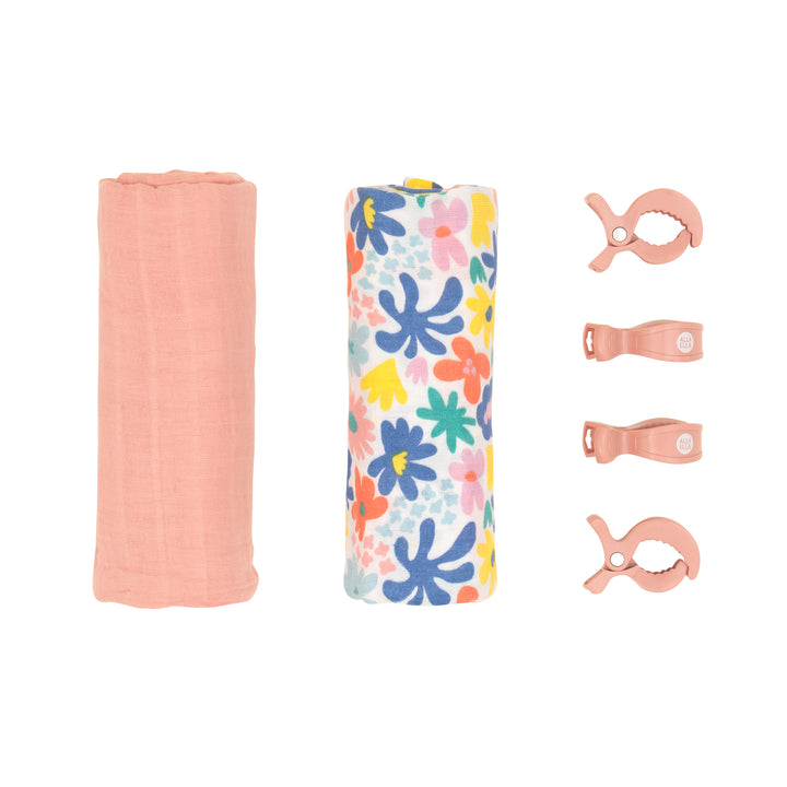 organic swaddles & pegs gift set - Bright Floral