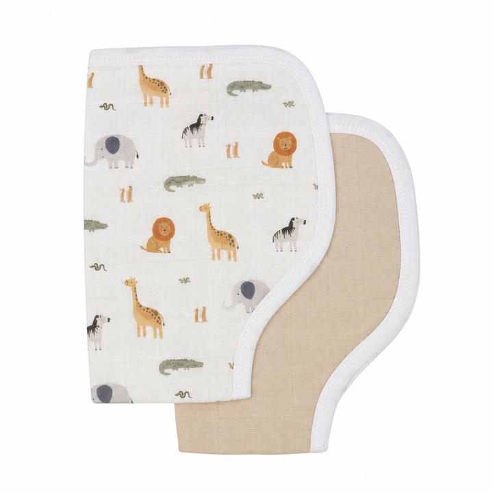 Wild Animals Organic Burp Cloths 2pk