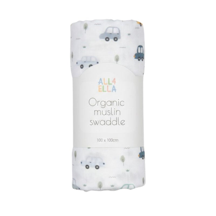 Beep Beep Organic Muslin Swaddle